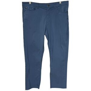 Copper & Oak Momentum Zip Pant Blue Stone Stretch Relaxed Fit Straight Leg 36x32